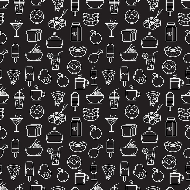 Seamless background of Food and Drink icons. Vector illustration