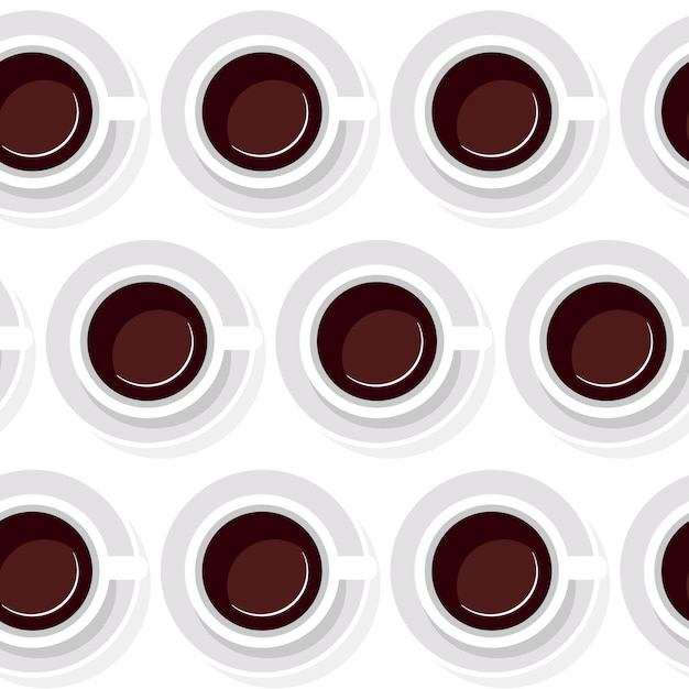 Seamless background from cups of coffee in a flat style.