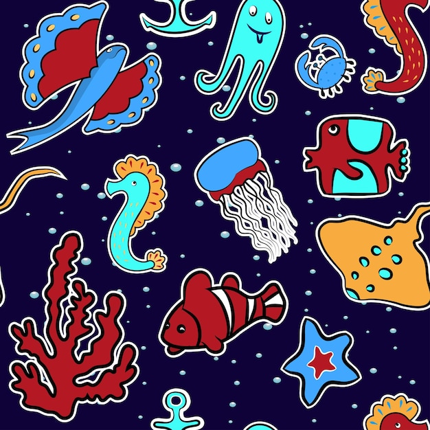 Seamless background from sea animals