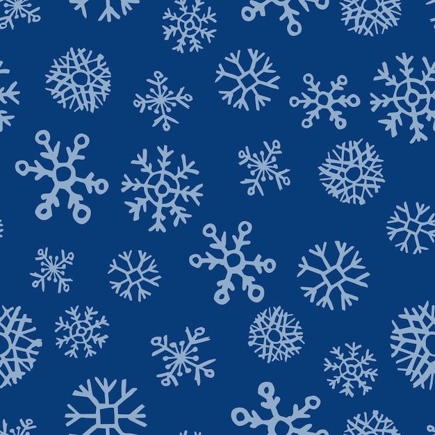 Seamless background of hand drawn snowflakes. Christmas and New Year decoration elements. Vector illustration.