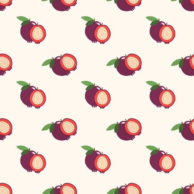 Seamless background image colorful tropical fruit strawberry guava