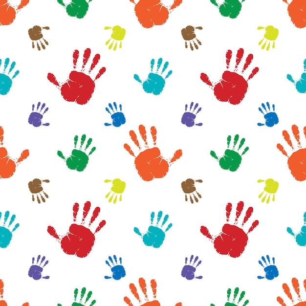 Seamless background made from color handprints