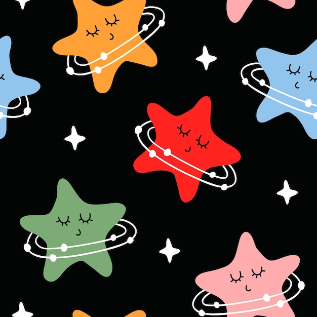 Seamless background pattern with sleeping star