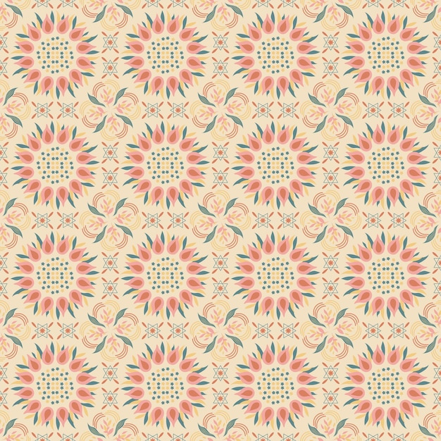 Seamless Background Retro Garden Nature Aboriginal Floral Damask Traditional Pattern Art