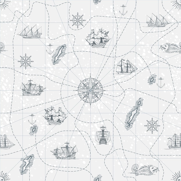 seamless background on sea travel theme