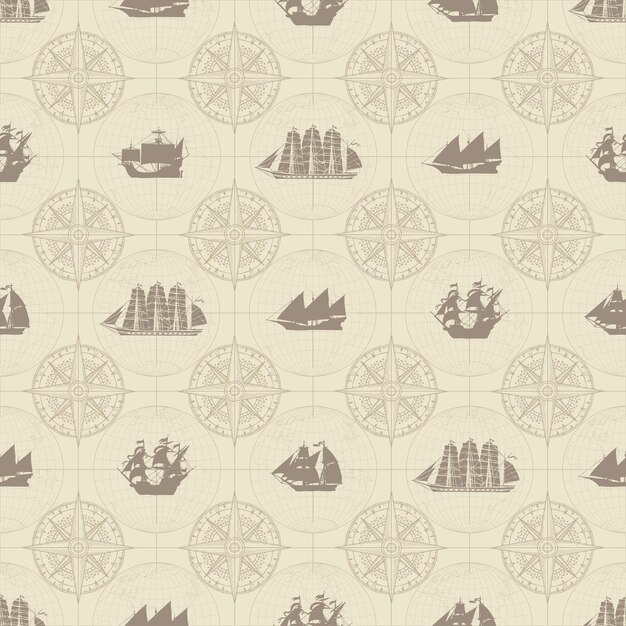 Vector seamless background on sea travel theme