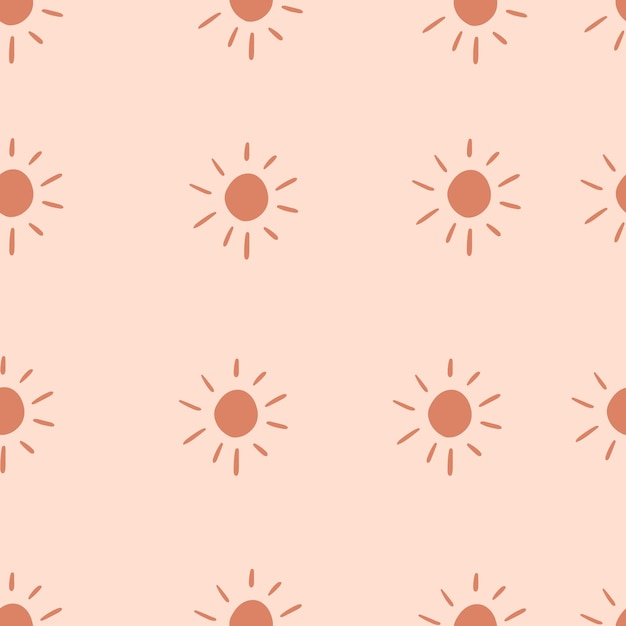 Seamless background sun gender neutral pattern. Whimsical minimal earthy 2 tone color. kids nursery