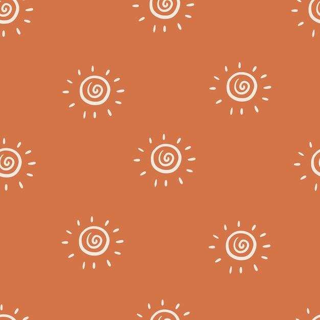 Seamless background sun gender neutral pattern. Whimsical minimal earthy 2 tone color. kids nursery