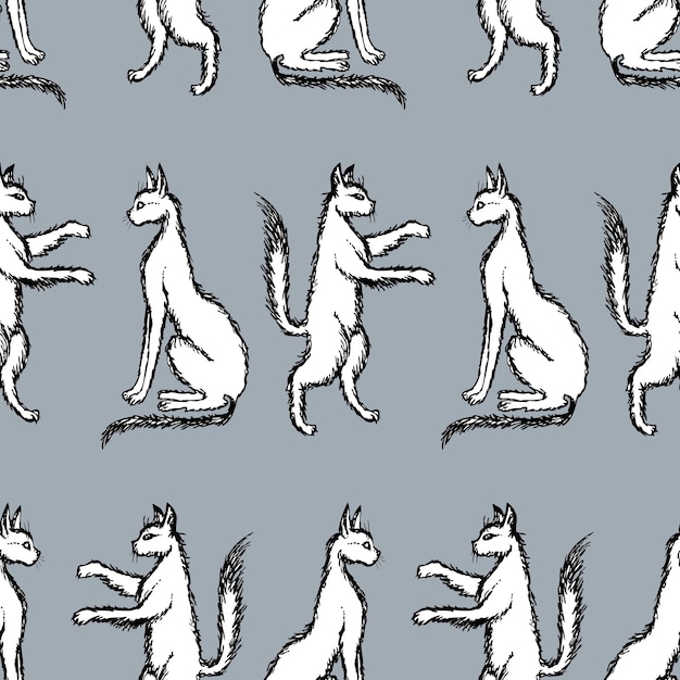 Seamless background of the white cats