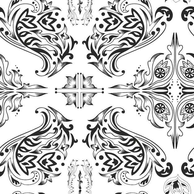 Seamless background with Arabic ornaments swirls florals for design