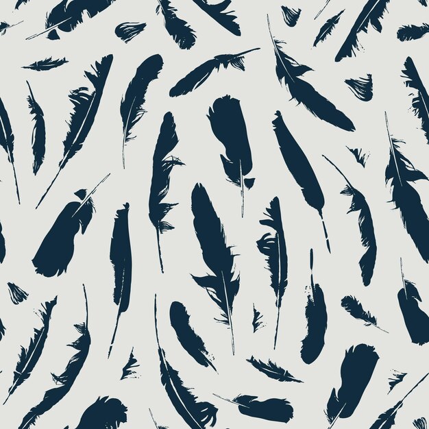 Vector seamless background with bird feathers