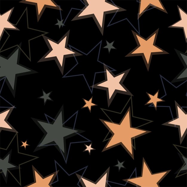 Seamless background with bright neon stars