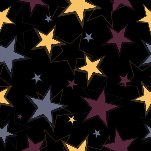 Seamless background with bright neon stars