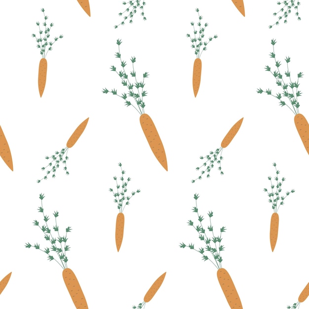 Seamless background with carrots on white Vegetables for wrapping paper pattern