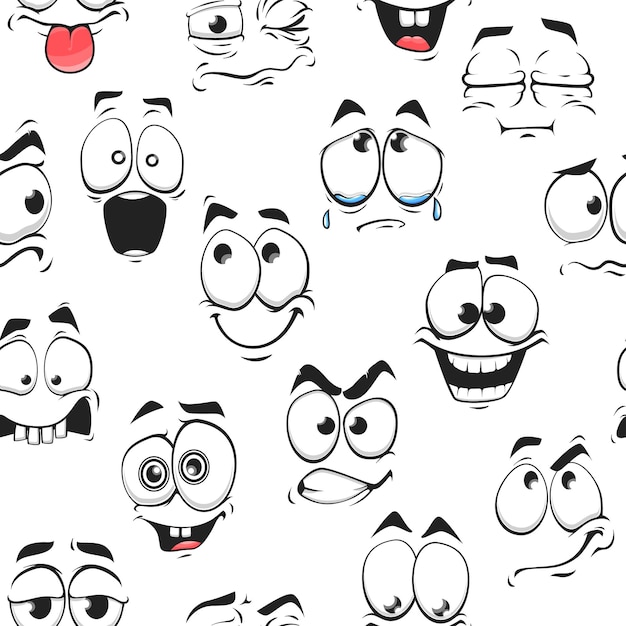 Seamless background with cartoon faces vector