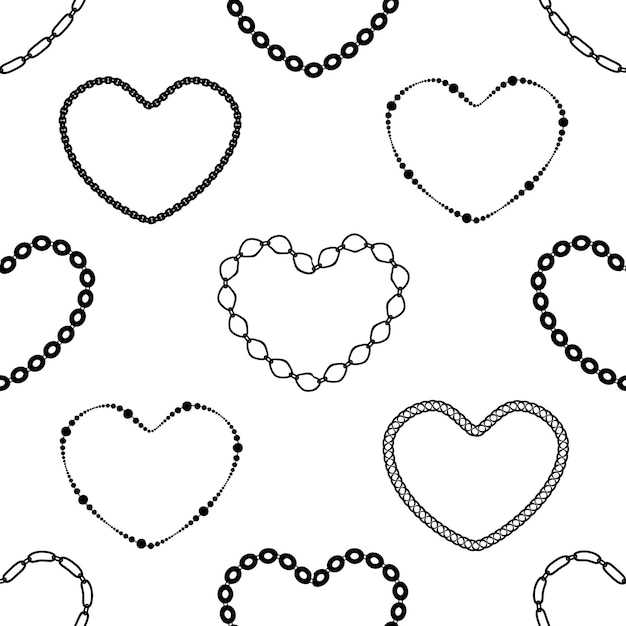 Seamless background with chains anchors beads rope hearts