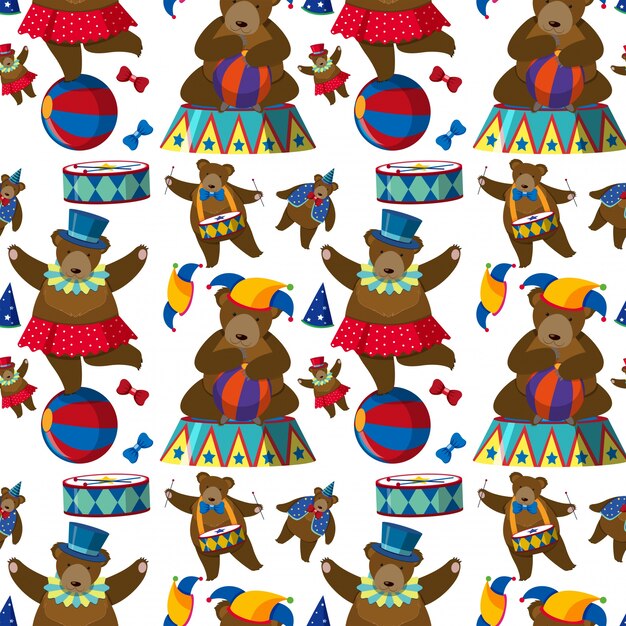 Seamless background with circus bears