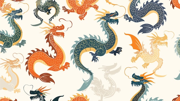 a seamless background with a colorful dragons and dragons