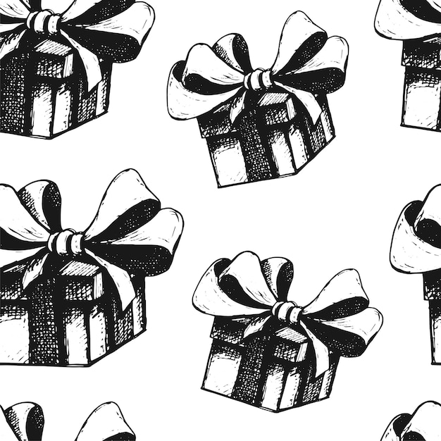 Seamless background with gift boxes