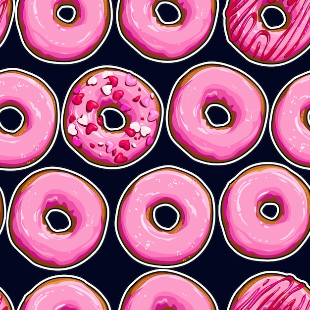 Seamless background with pink donuts