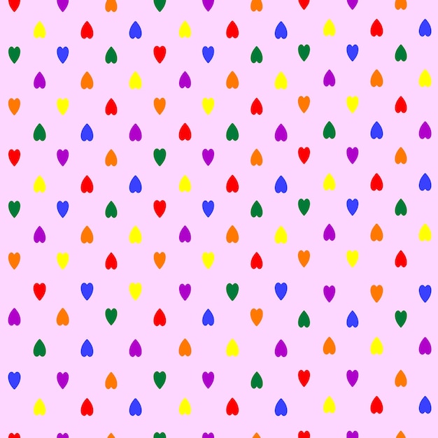 Seamless background with rainbow heart The LGBT rainbow pattern Pink background