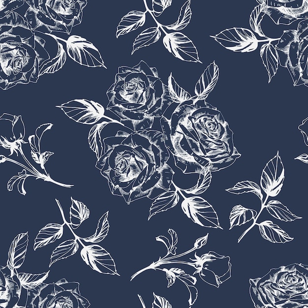 Seamless background with roses. Vector illustration