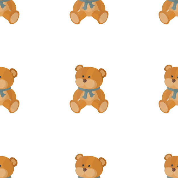 Seamless background with a teddy bear. Suitable for backgrounds, cards and wrapping paper. Vector.