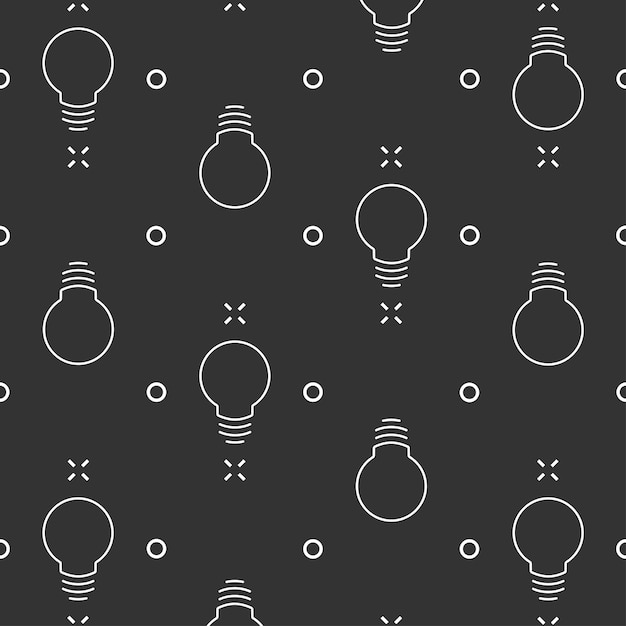 Seamless background wuth light bulb concept of idea in blackwhite style