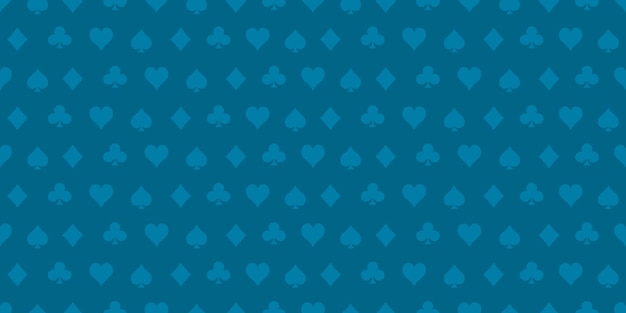 Seamless banner with blue playing cards symbols