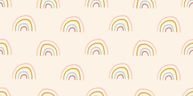 Seamless banner with hand drawn rainbows