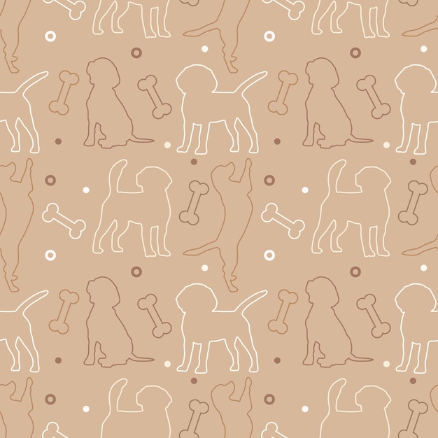 Seamless beagle pattern Cartoon home pet set of cute puppies for print posters and postcard Vector beagle animal background Funny little doggy seamless pattern