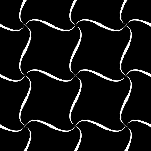 seamless black and white geometric pattern in an oblique cell with squares