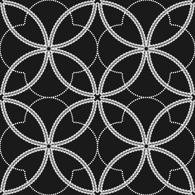 seamless black and white geometric pattern in an oblique cell with squares