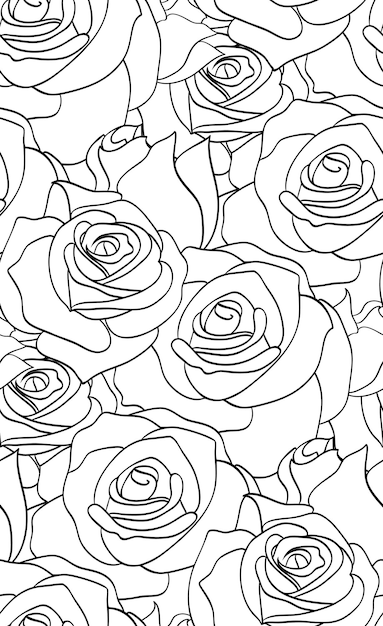 Seamless black and white pattern with roses for your creativity