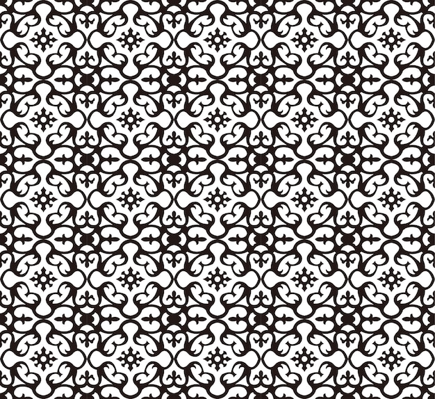 Seamless black white spiral kaleidoscope flower pattern