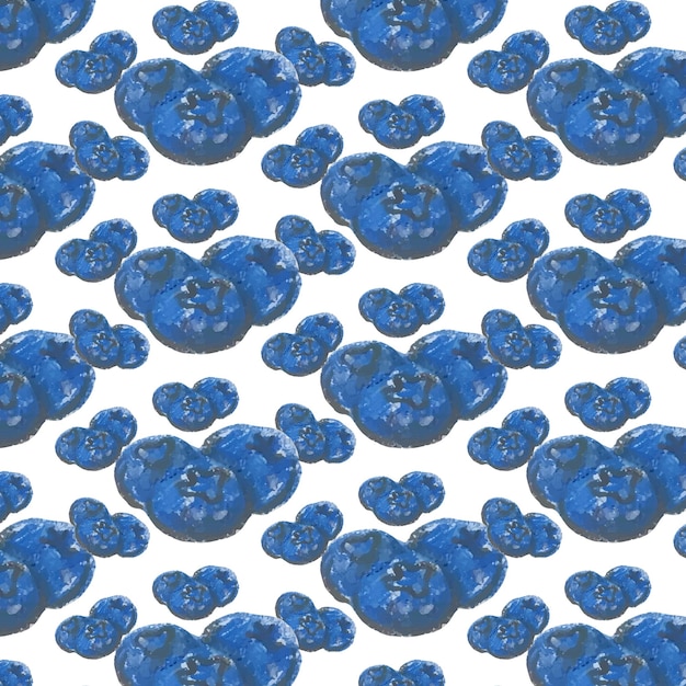 Vector seamless blueberry pattern. colored pencil sketch