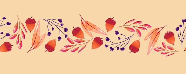 Seamless border autumn fall. Thanksgiving holiday. Vector seamless pattern. Bright autumn design