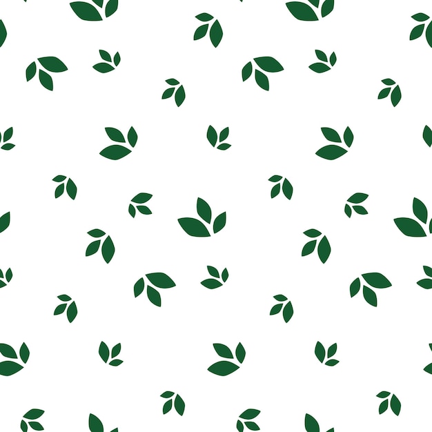 Seamless botany pattern with hand drawn green leaves on white Wrapping paper Abstract floral texture