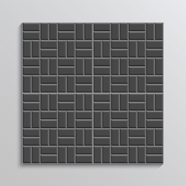 Seamless brick texture Black paved floor Vintage rectangle brickwall Metro background