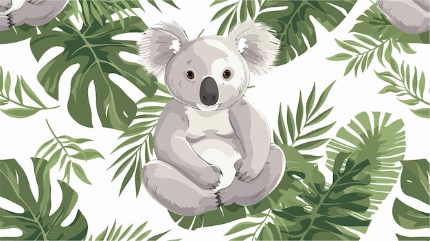 Seamless Cartoon Koala Pattern Vector Illustration