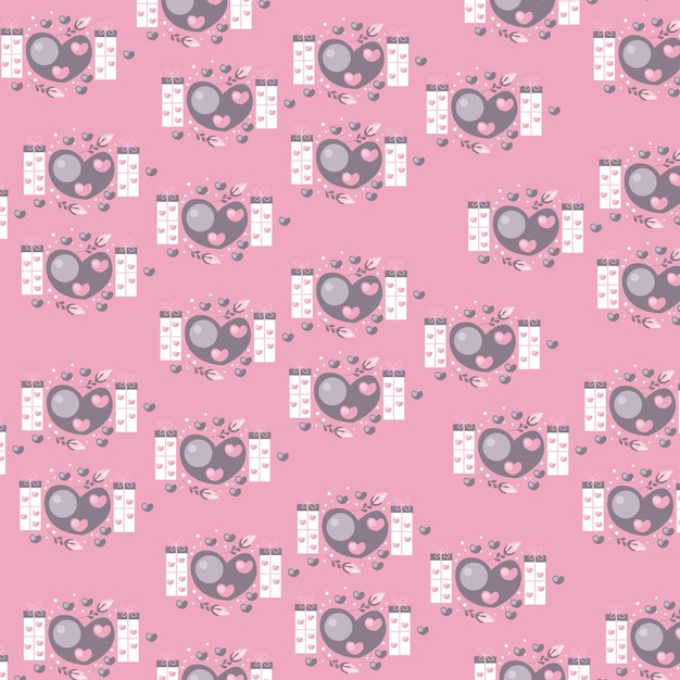 Seamless cartoon pattern with cute doodle love