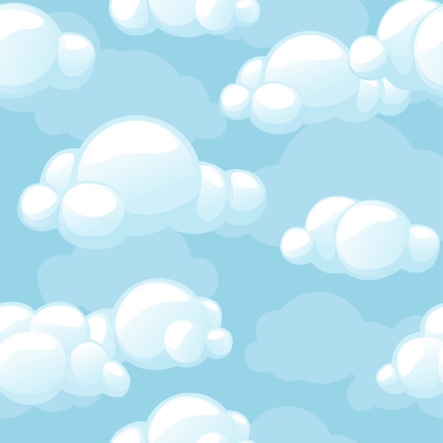 Vector seamless cartoon stylized clouds texture seamless pattern sky