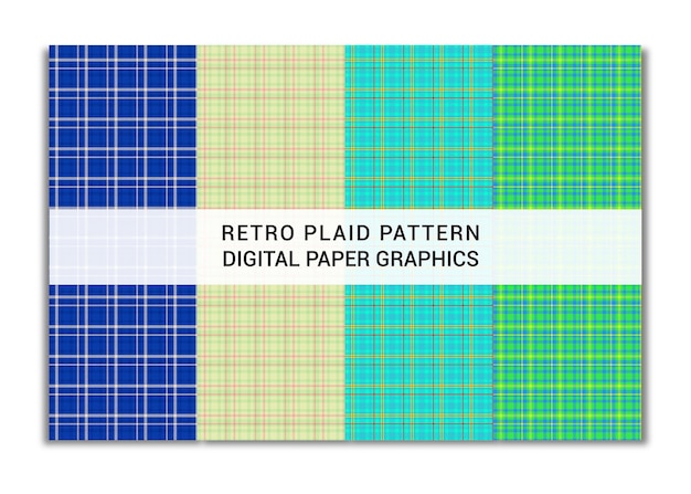 Seamless checkered retro plaid pattern graphics collection.