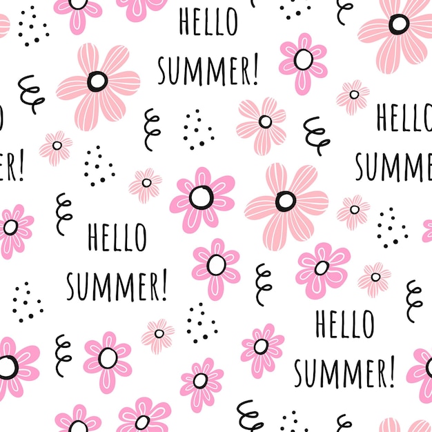 Seamless childish pattern with cute flowers