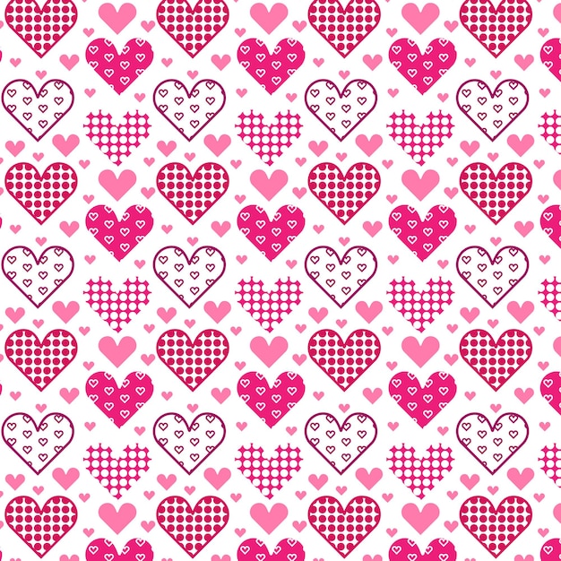 Seamless childish pattern with hand drawn hearts