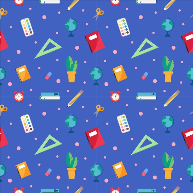 Seamless children's pattern with school subjects