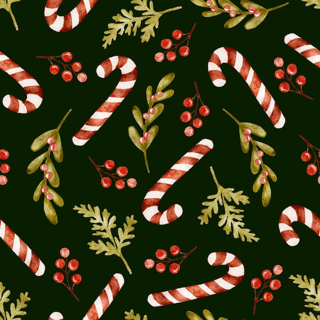 Vector seamless christmas candy can illustration pattern vector green background