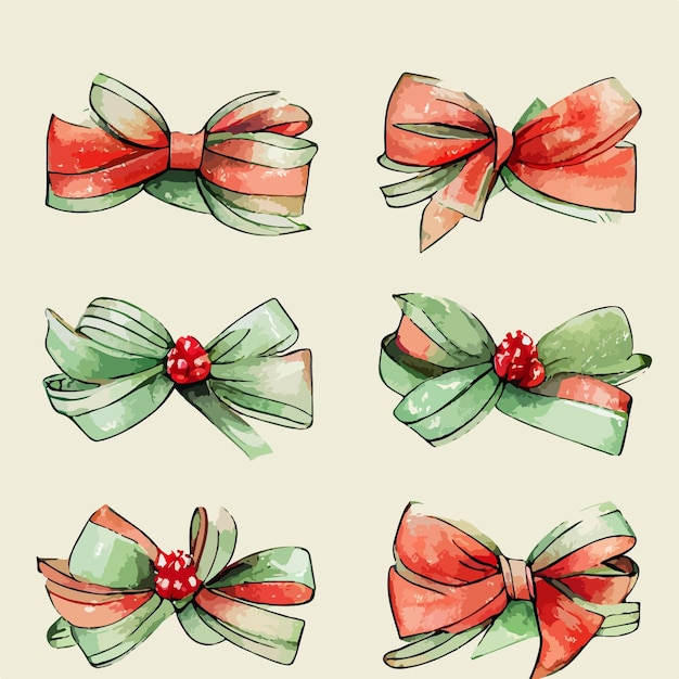 Seamless christmas decoration bowsaquarelle xmas bow endless background pattern Winter collection