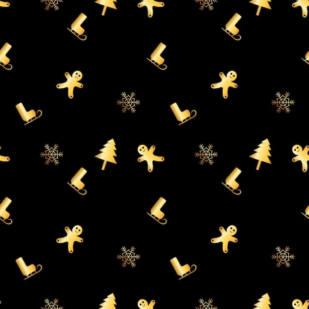 Seamless christmas pattern created in golden gradient christmas repeat pattern for gift cover packaging wrapping paper fabric