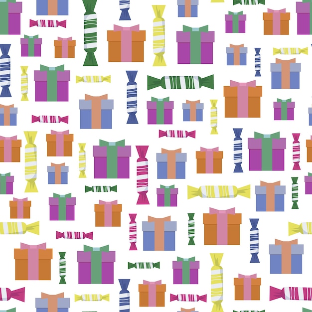 Seamless Christmas pattern from various gift boxes